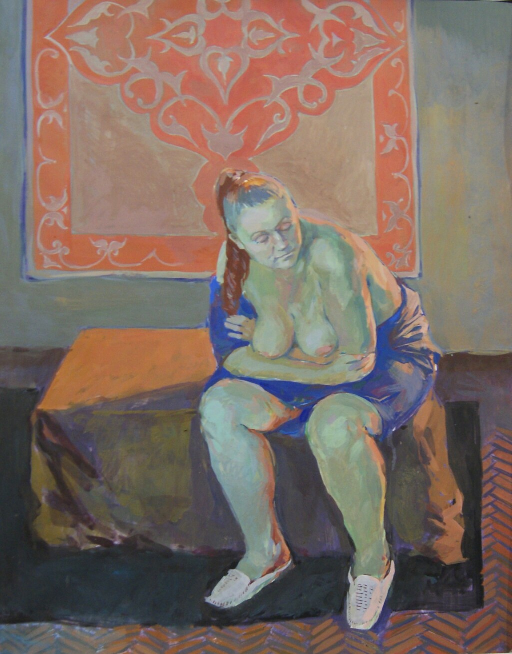 обнаженная на фоне ковра