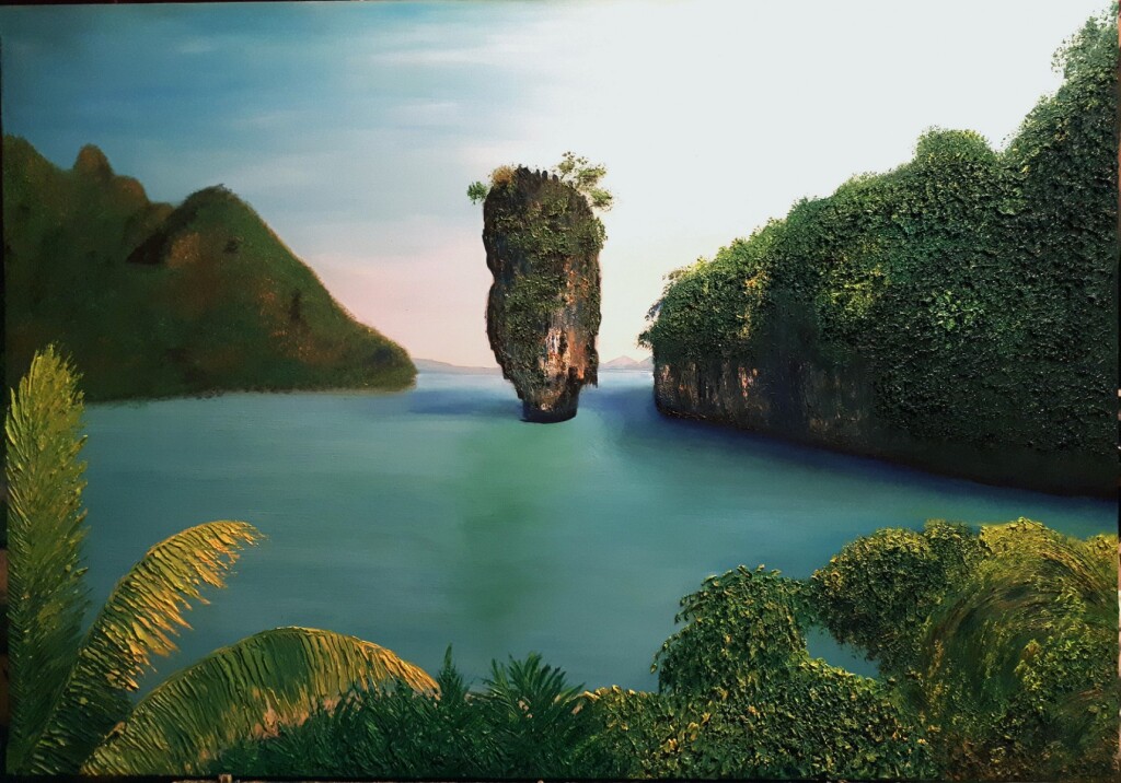 Пейзаж, море, горы.