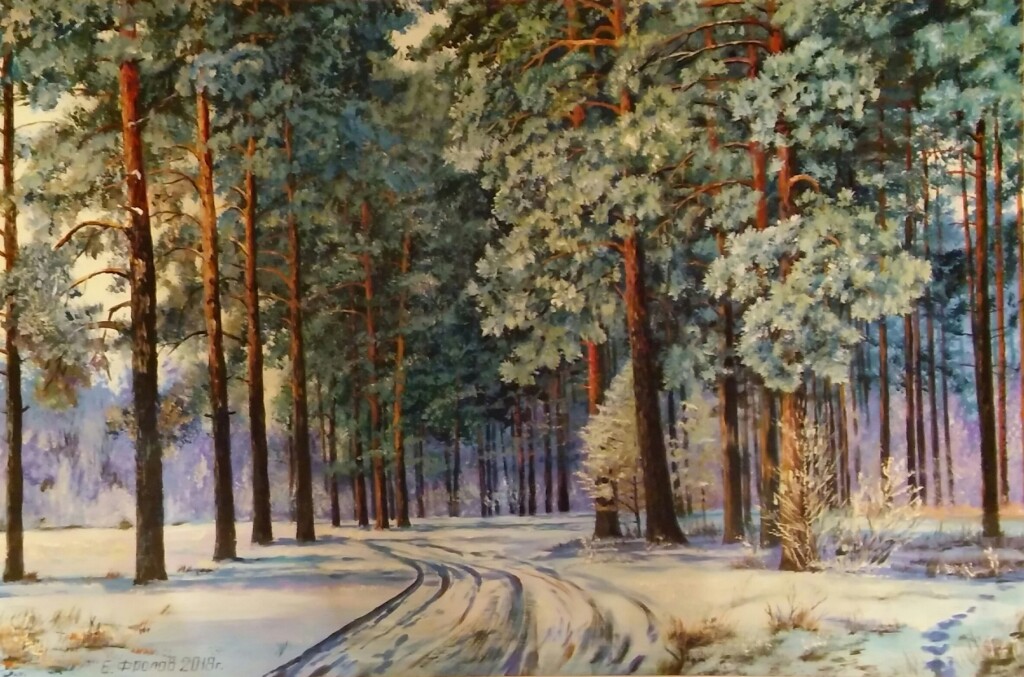 Зима в сосновом лесу