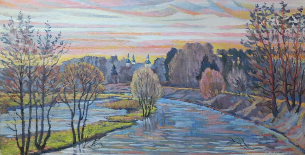 Река Шерна - большая вода. Утро,