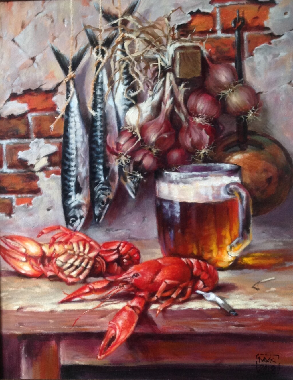 Натюрморт с пивом и раками