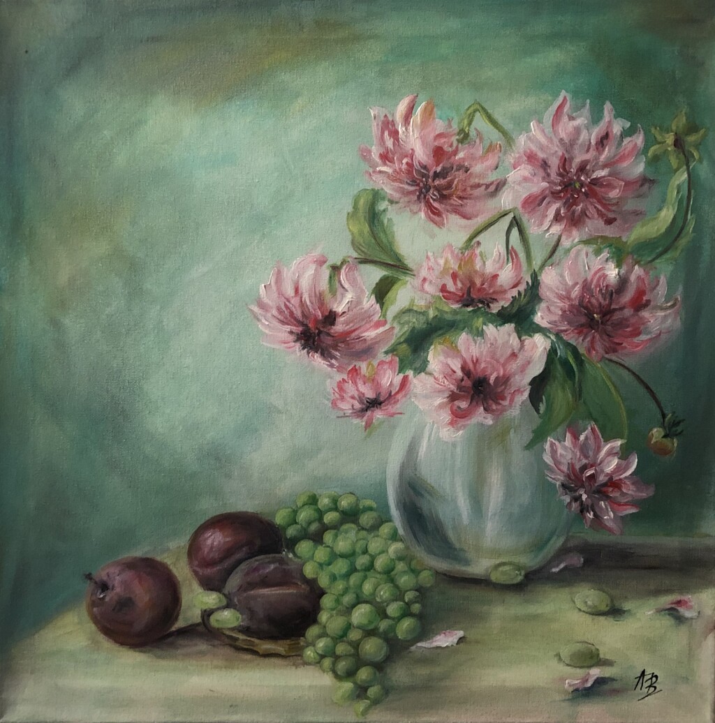 «Натюрморт с пионами, виноградом и сливами»