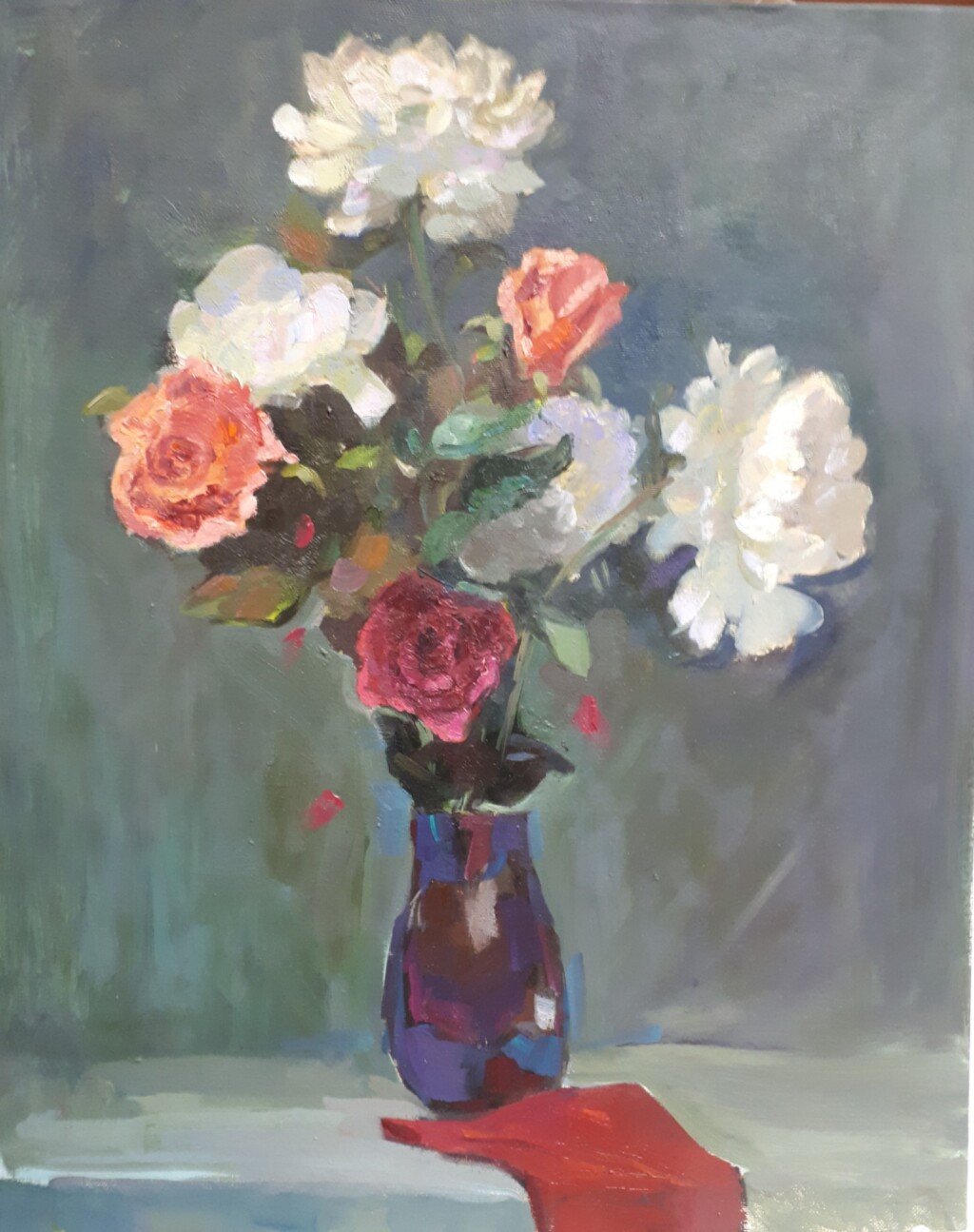 Розы и хризантемы