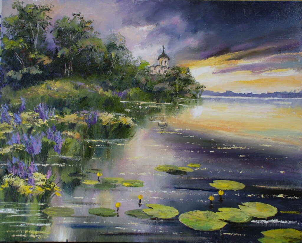 Закат над храмом Георгия Победоносца