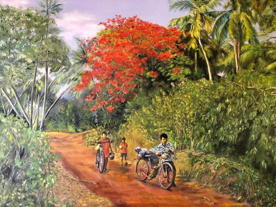 Индия.Идущие мальчики в полдень.