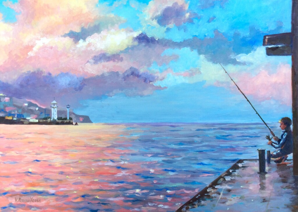 Рыбачок и розовый вечер