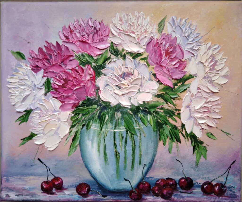 Пионы и вишня