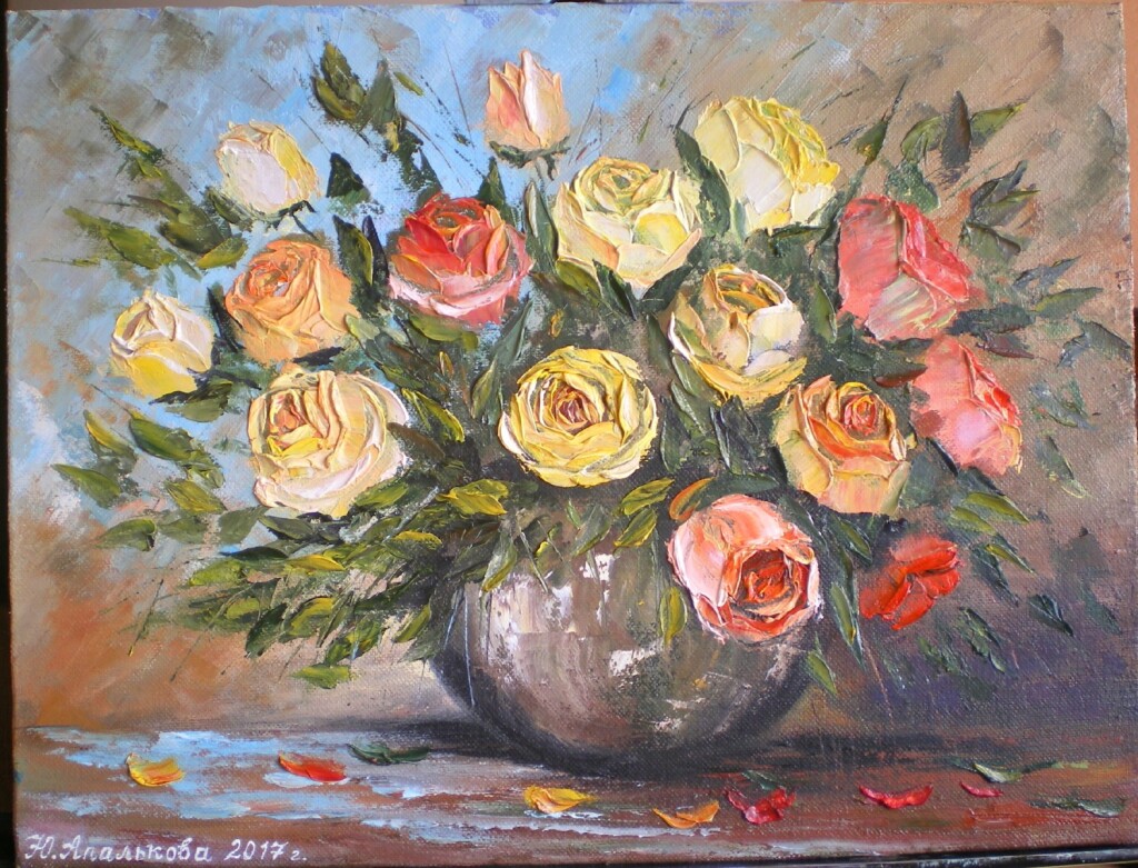 Розы в вазе