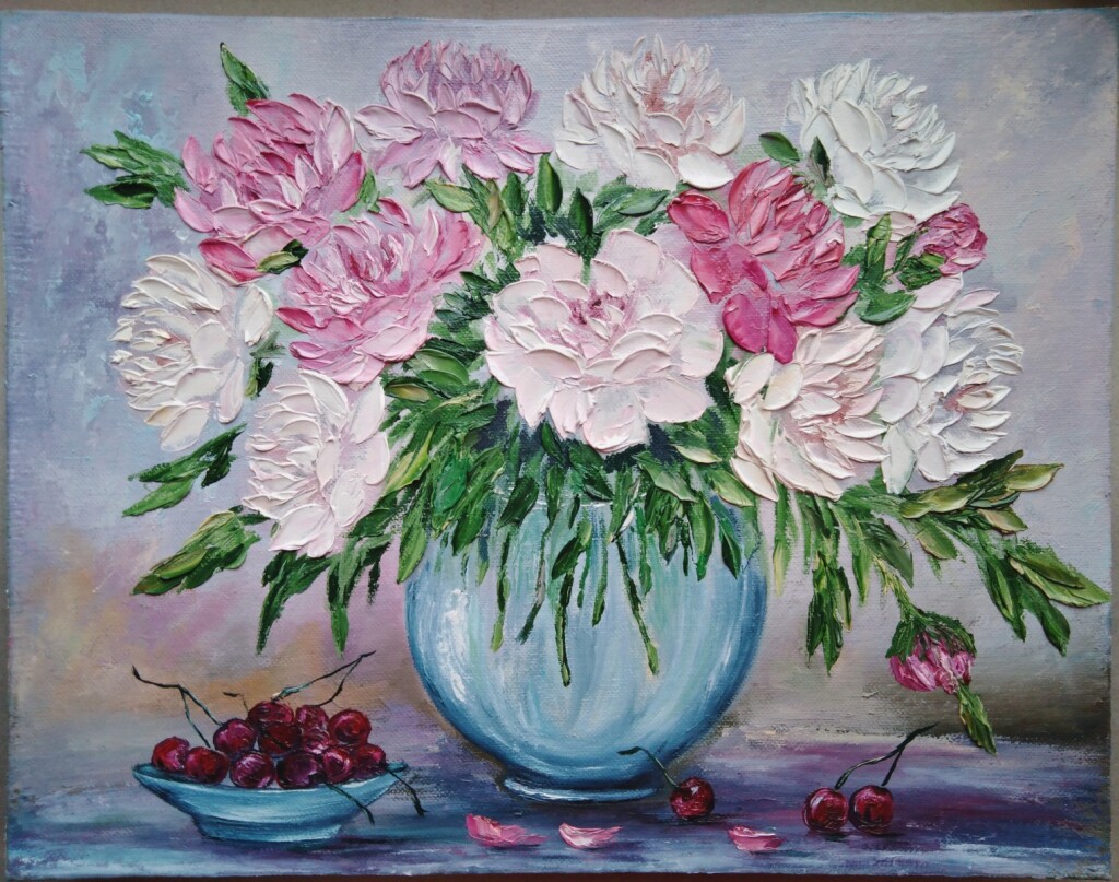 "Натюрморт с пионами и вишней