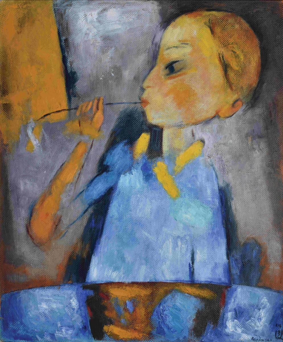 Мальчик пускающий пузыри