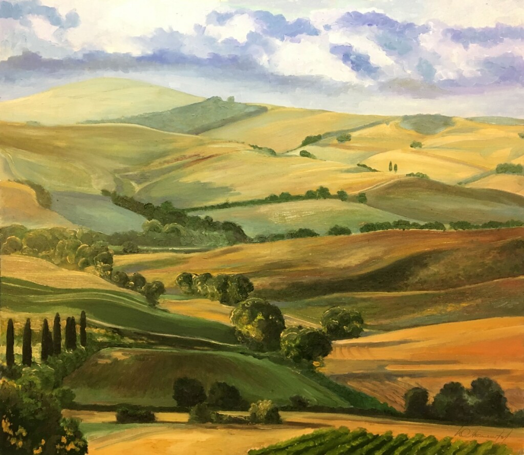 Италия, Тоскана, луга после дождя