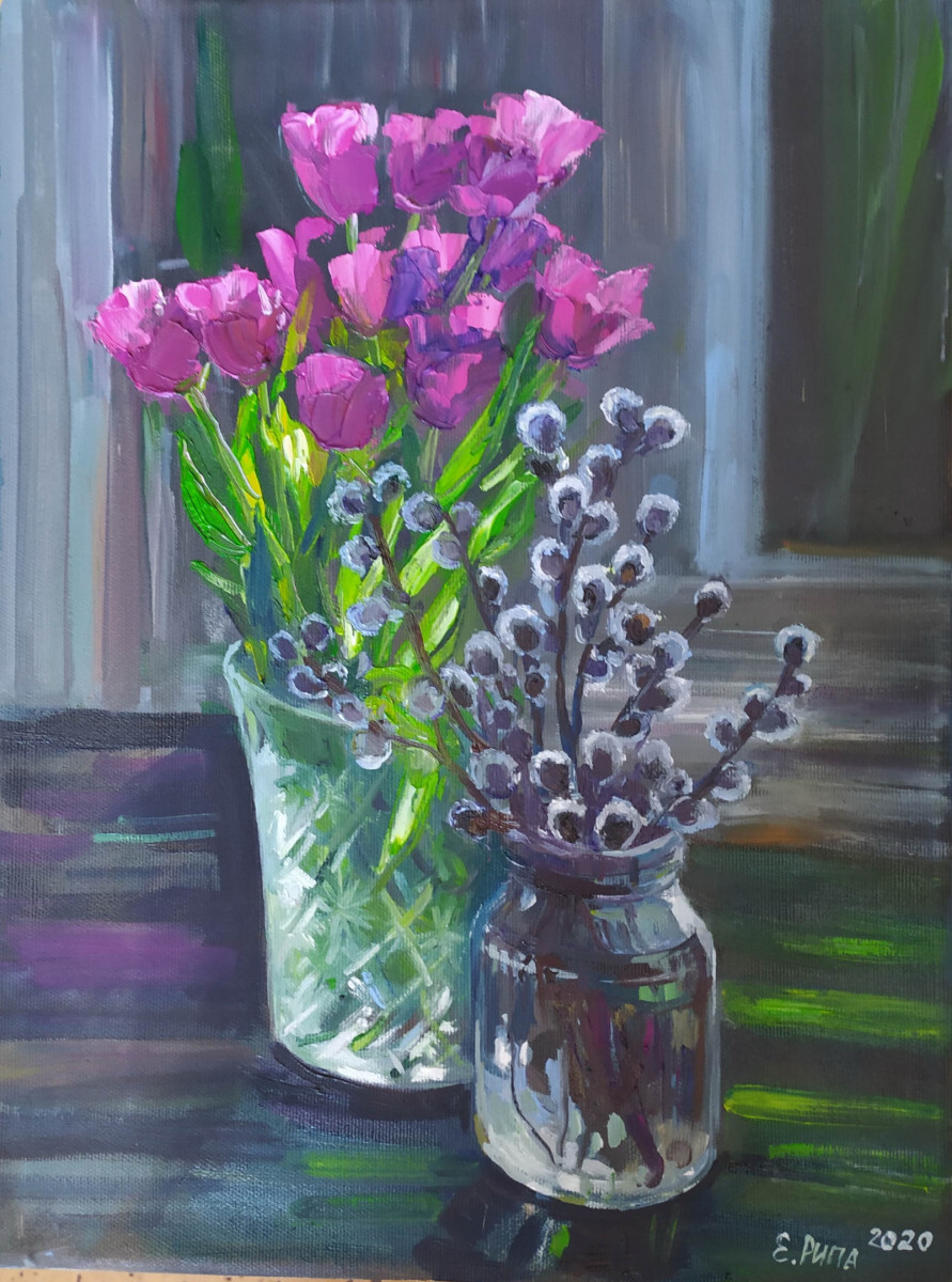 Тюльпаны и верба