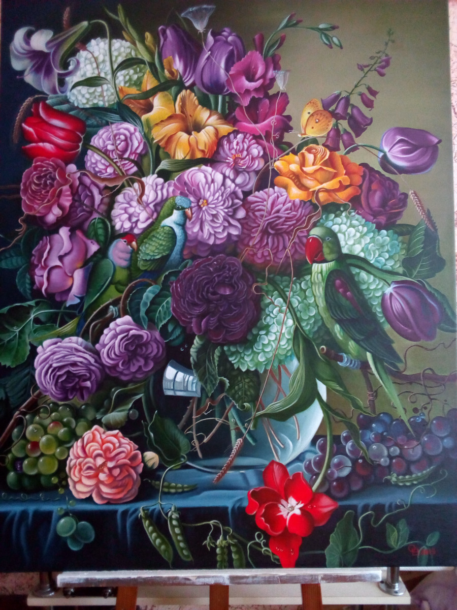 Натюрморт с попугаями