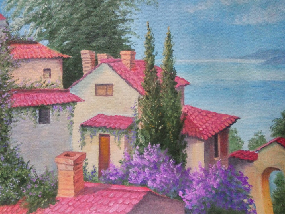 Дворик с видом на море и сиренью