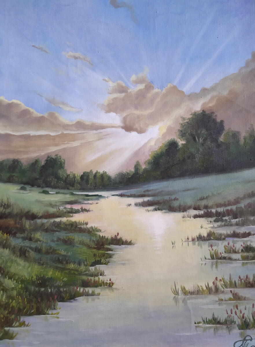 Закат солнца на болотце.