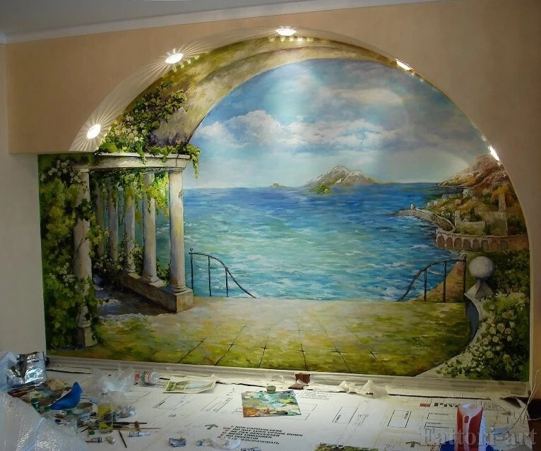 морской пейзаж с колоннами