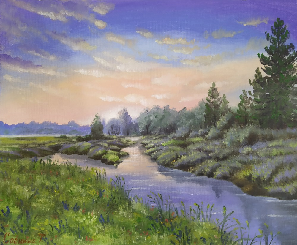 Закат на протоке.