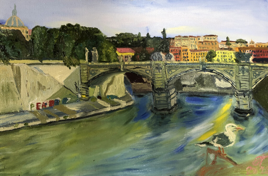 Рим вечером . Вид на мост Витториан Эмманул 2