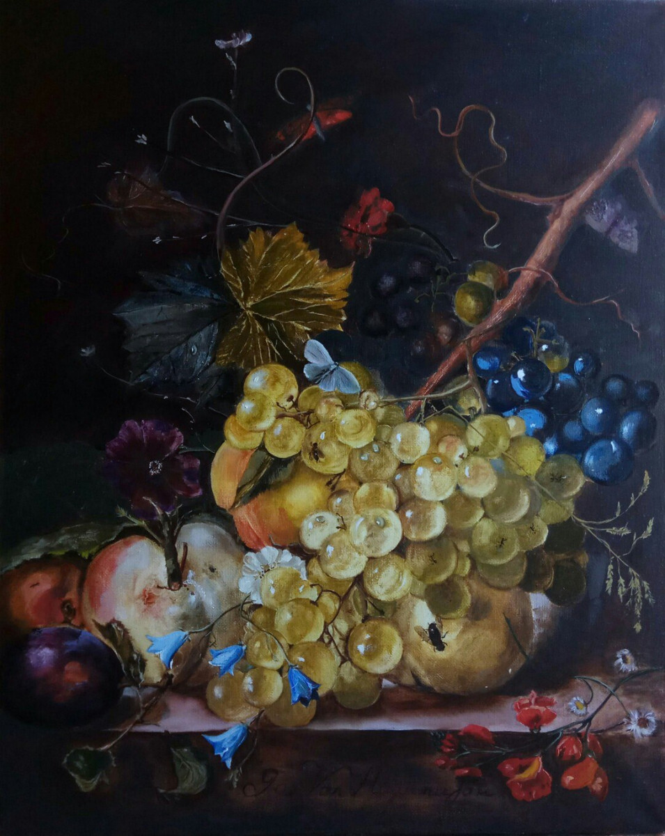 копия голландского натюрморта Ян Ван Хейсума17в.