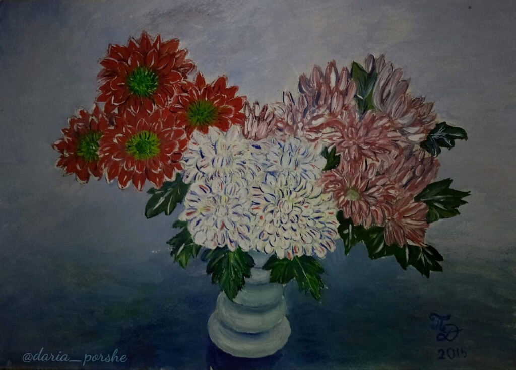 Букет из хризантем и астр