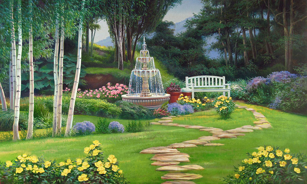 Фонтан в саду