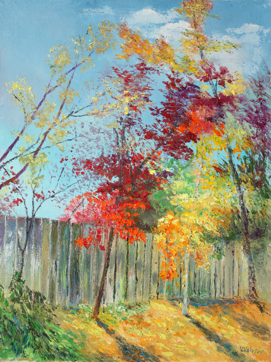 На солнышке в саду, у забора