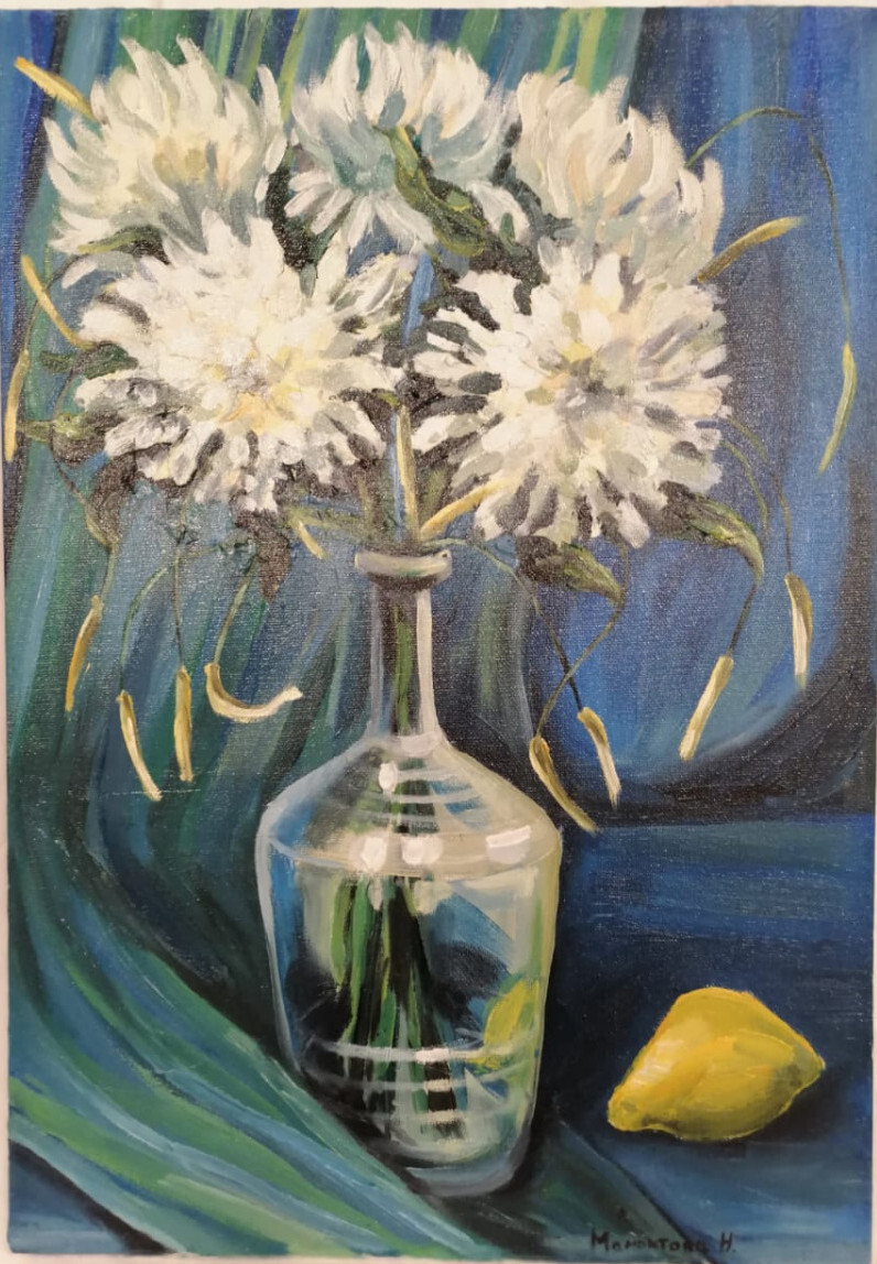 Белые хризантемы