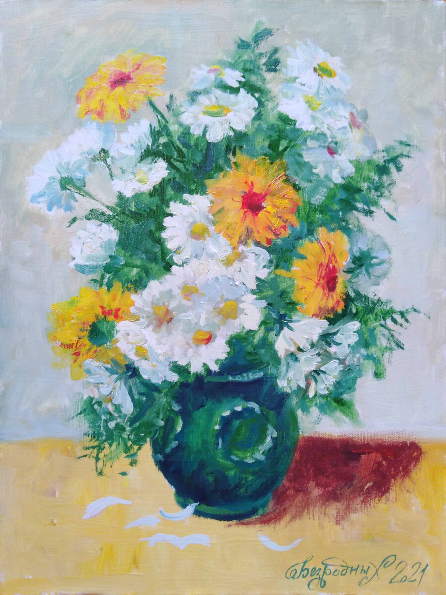 букет с ромашками