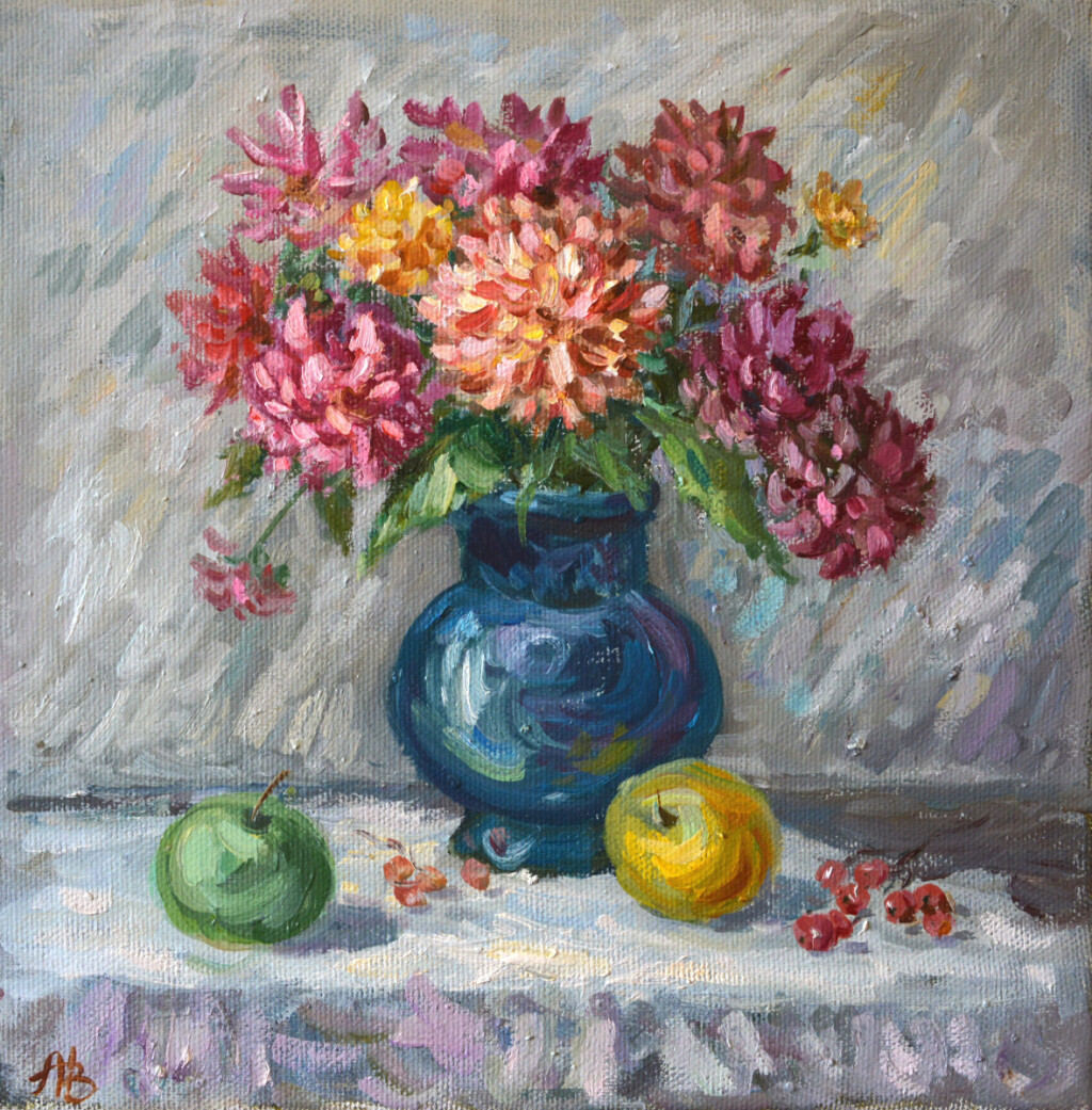 Натюрморт с хризантемами