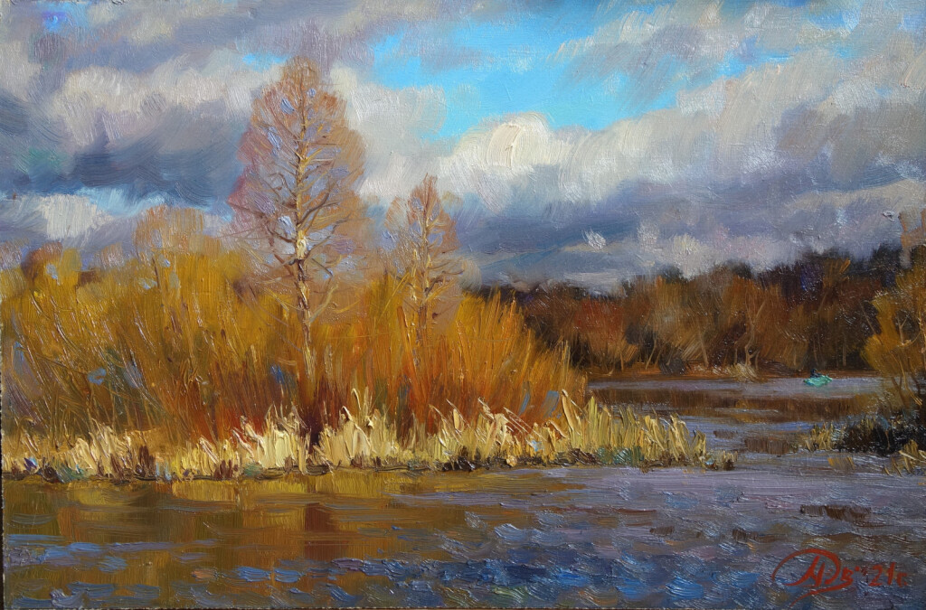 Над рекой весенний вечер