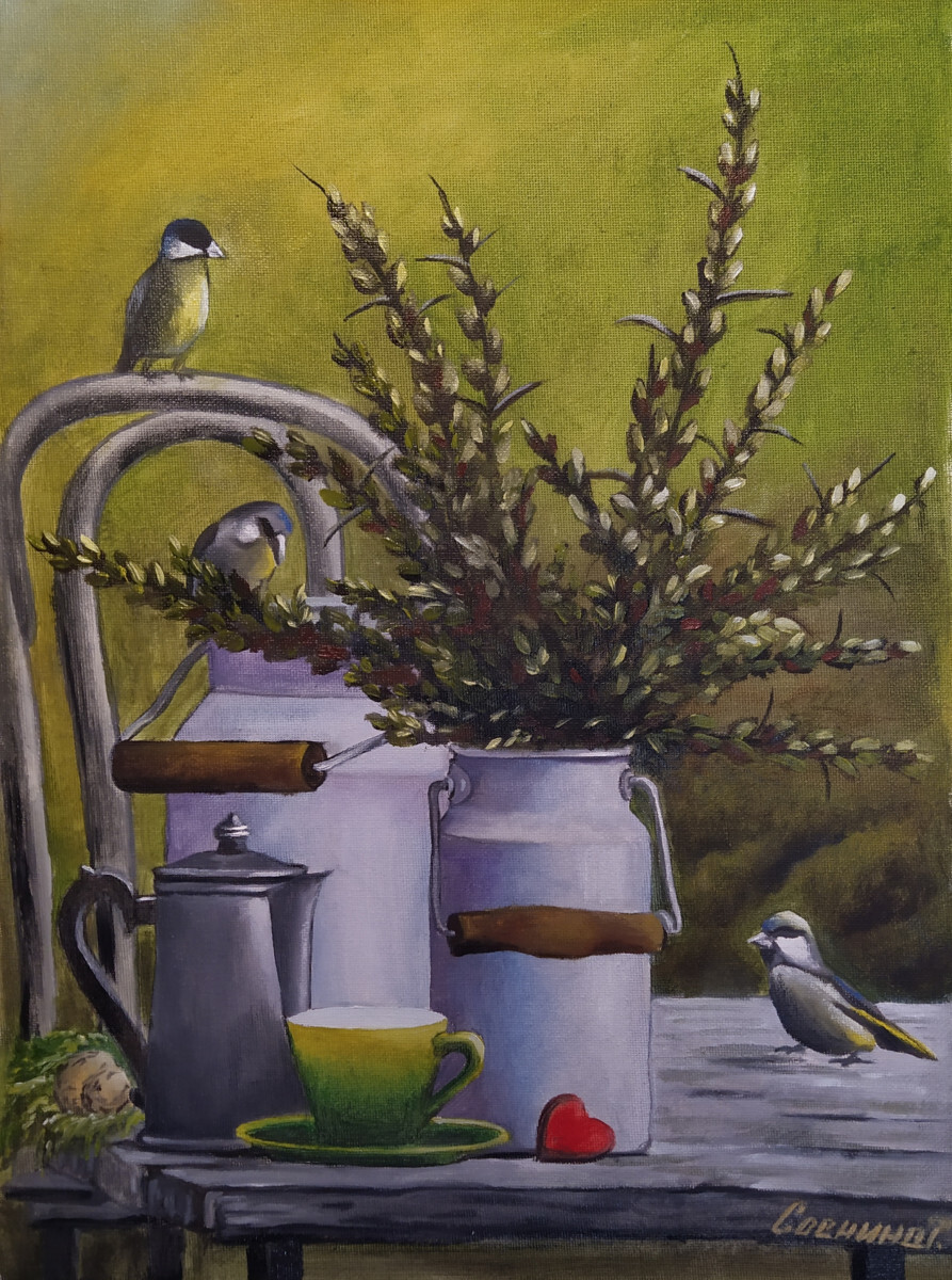 Натюрморт с синичками