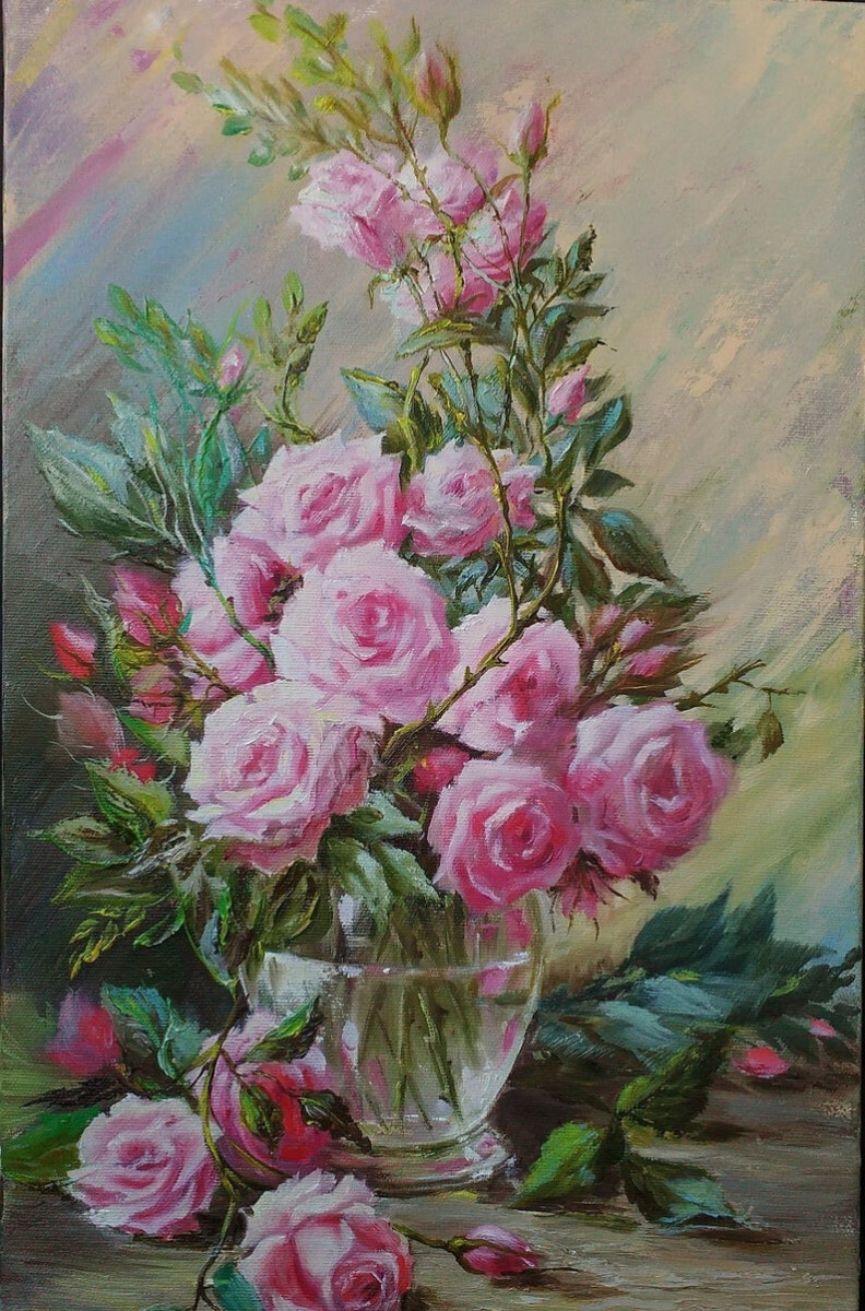 Розы в вазе