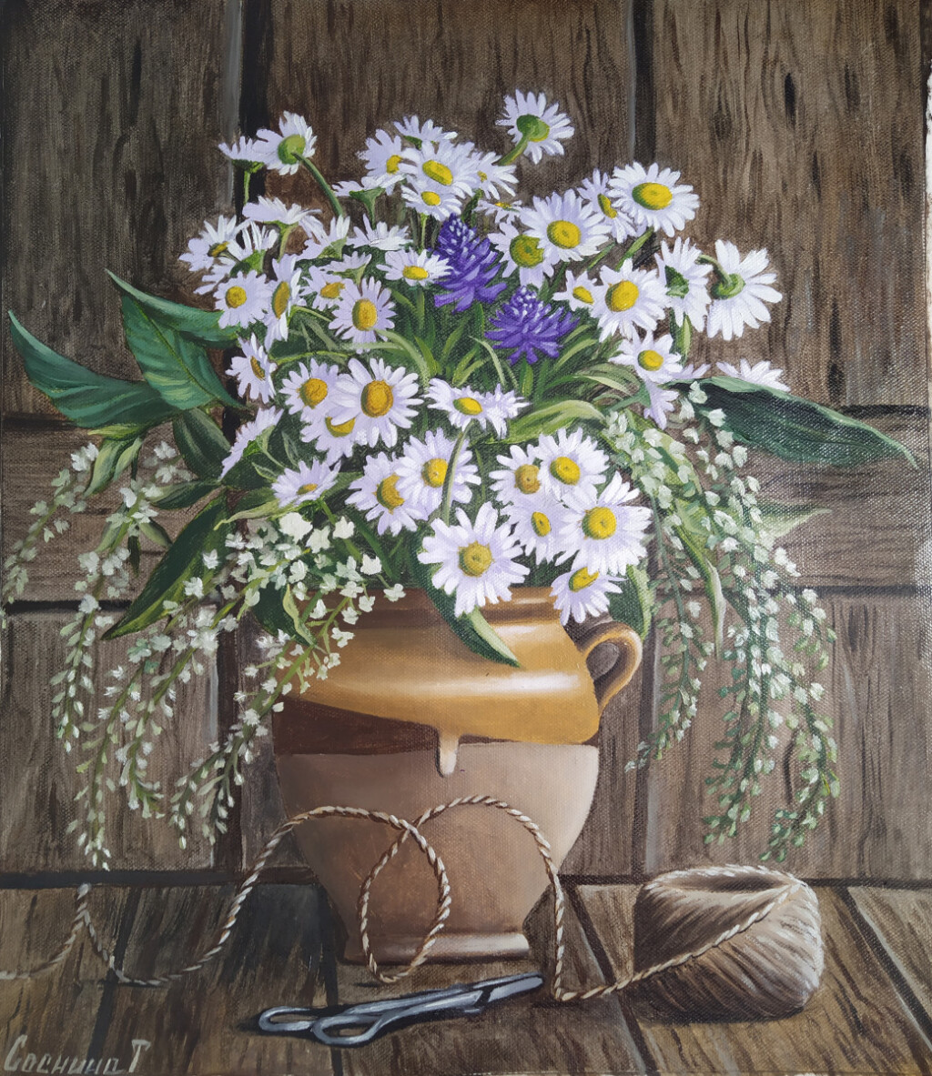 Ромашки с черемухой.