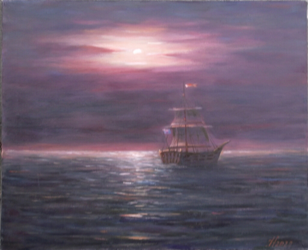 Ночь на море.