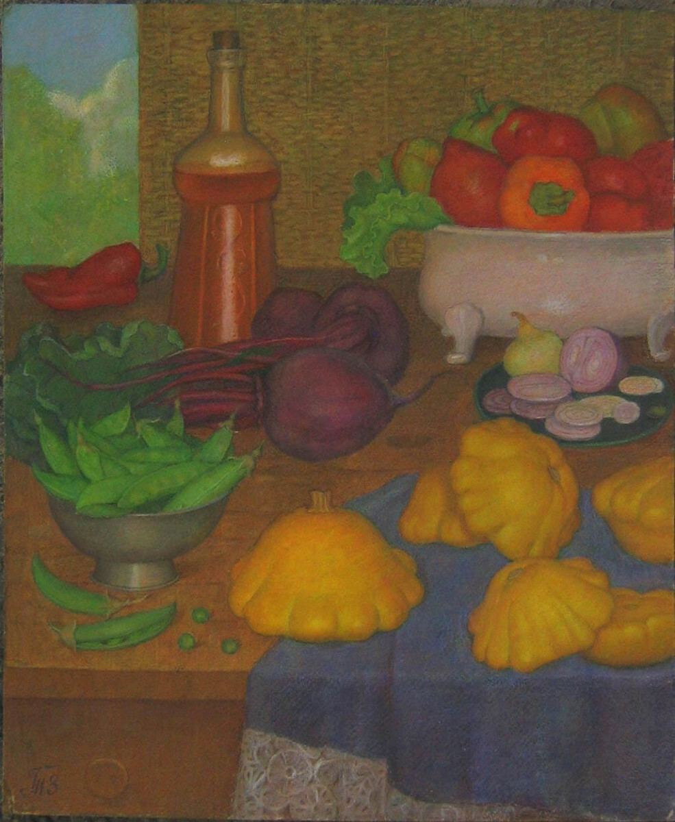 Натюрморт с желтыми патисонами