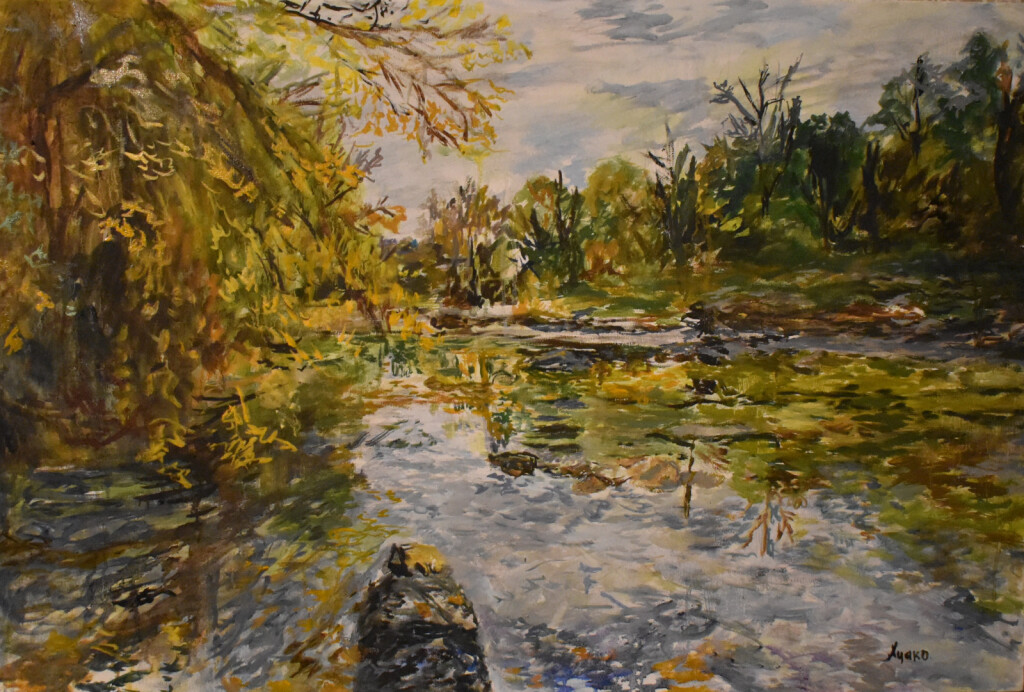 Осенний пейзаж, река в предгорье Кавказа, Северский район.