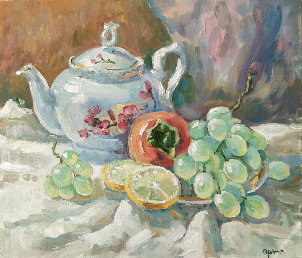 Натюрморт с чайником и лимоном
