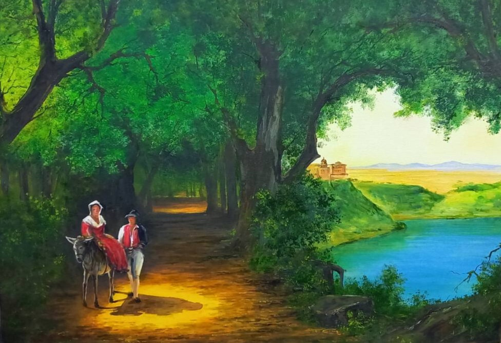 Пейзаж с осликом