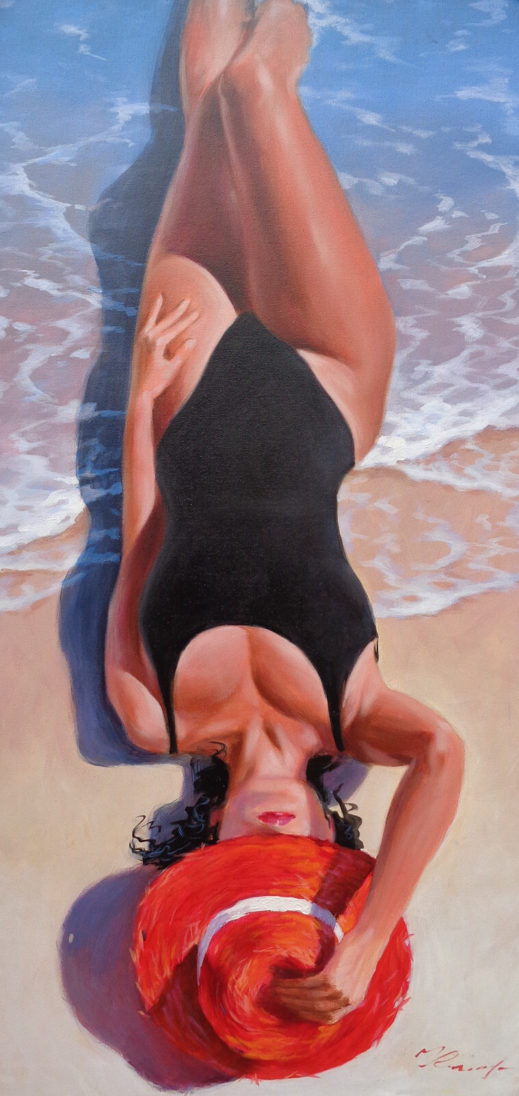 женщина в красной шляпе