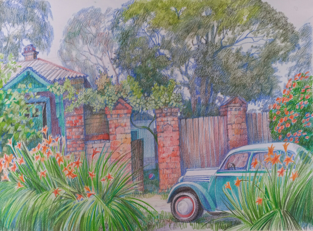 Улица. Старый автомобиль.