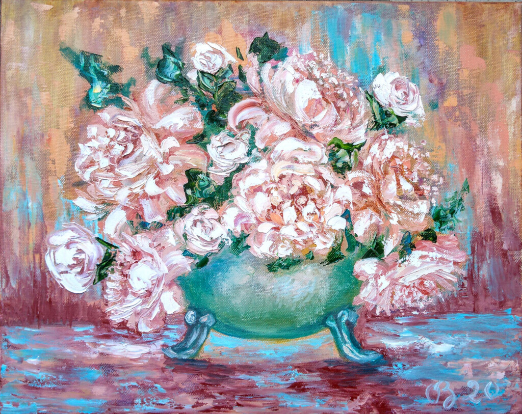 Пионы в изумрудной вазе
