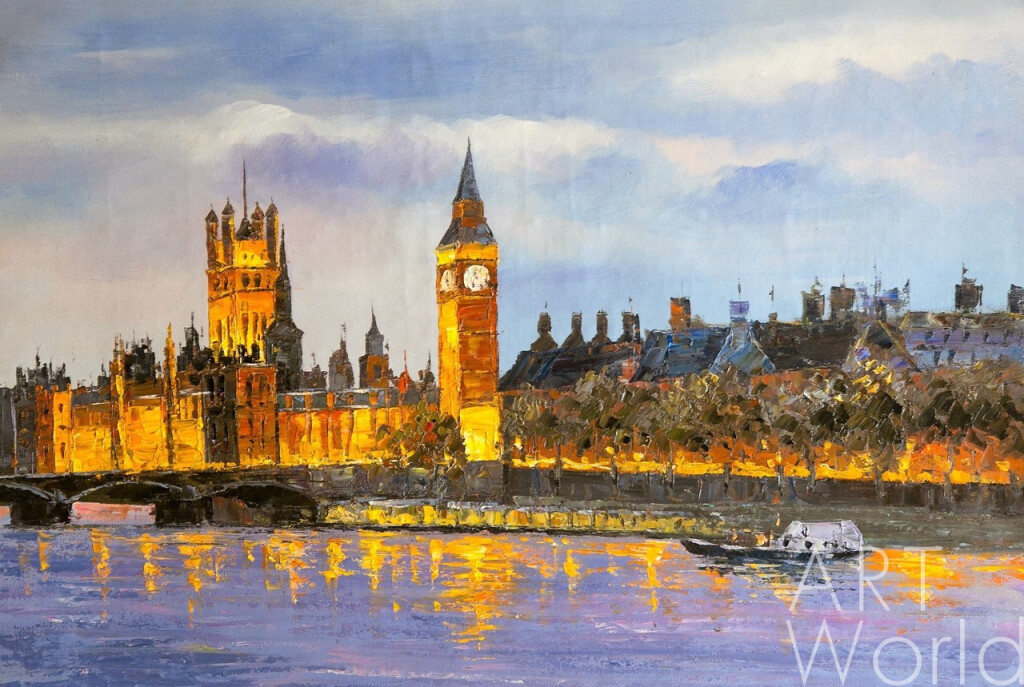 Лондон. Вестминстерский дворец с Темзы