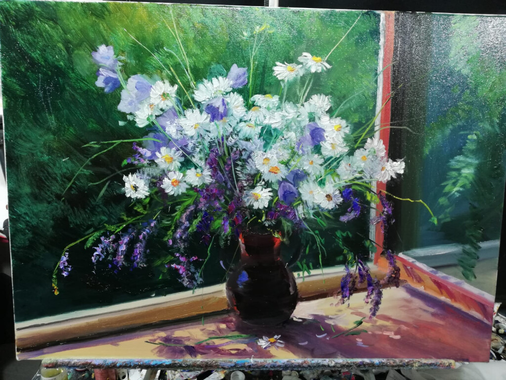 Ромашки на окне