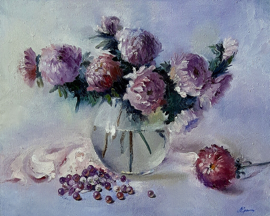 Астры с бусами