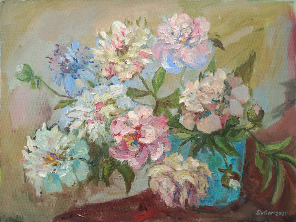 пионы в ведре