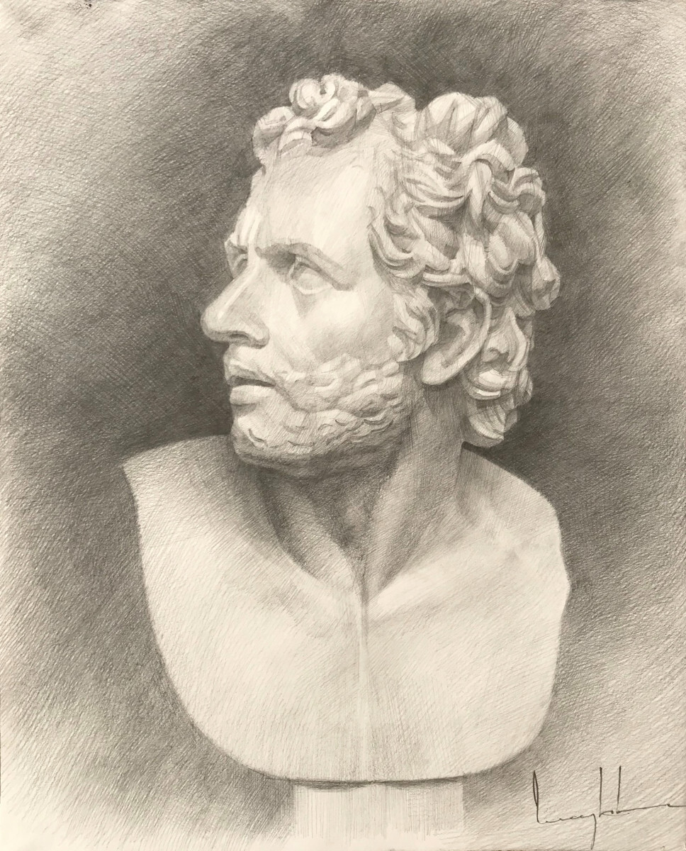 рисунок гипсовой головы.