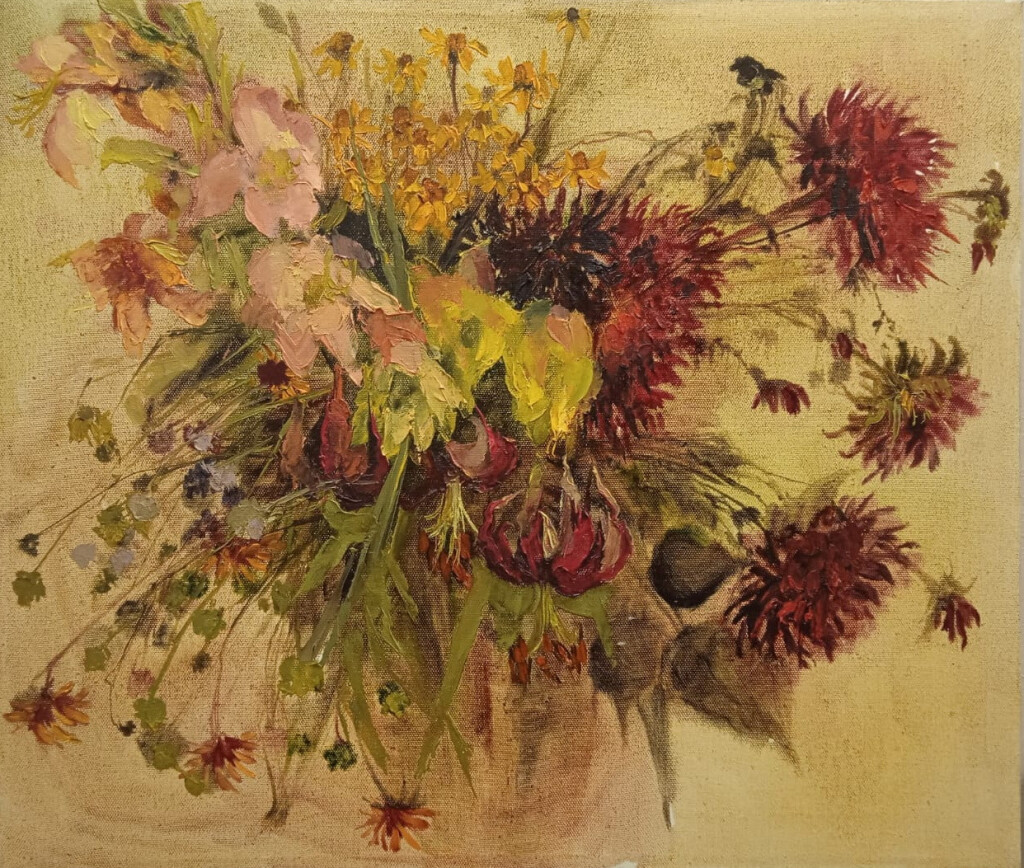 Букет с георгинами