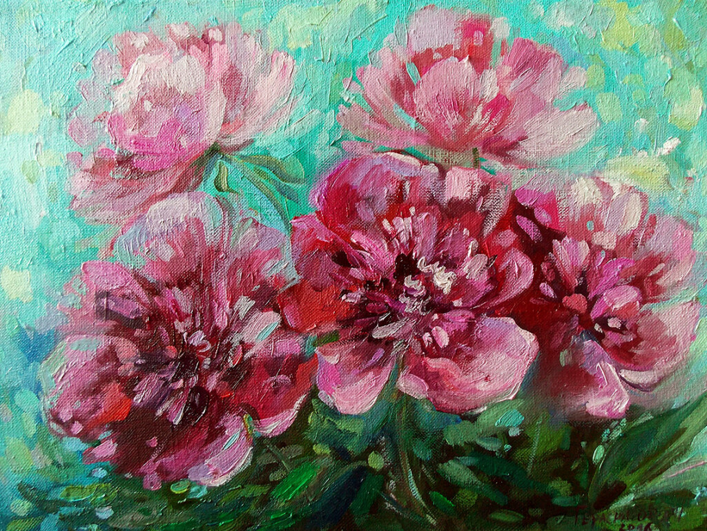 Бордовые пионы