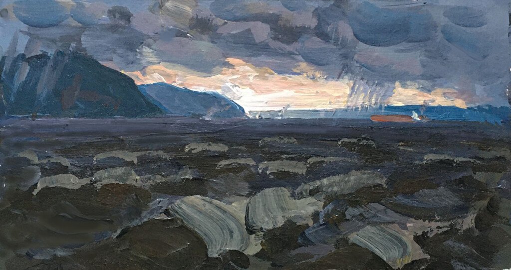 На Волге шторм.Эскиз