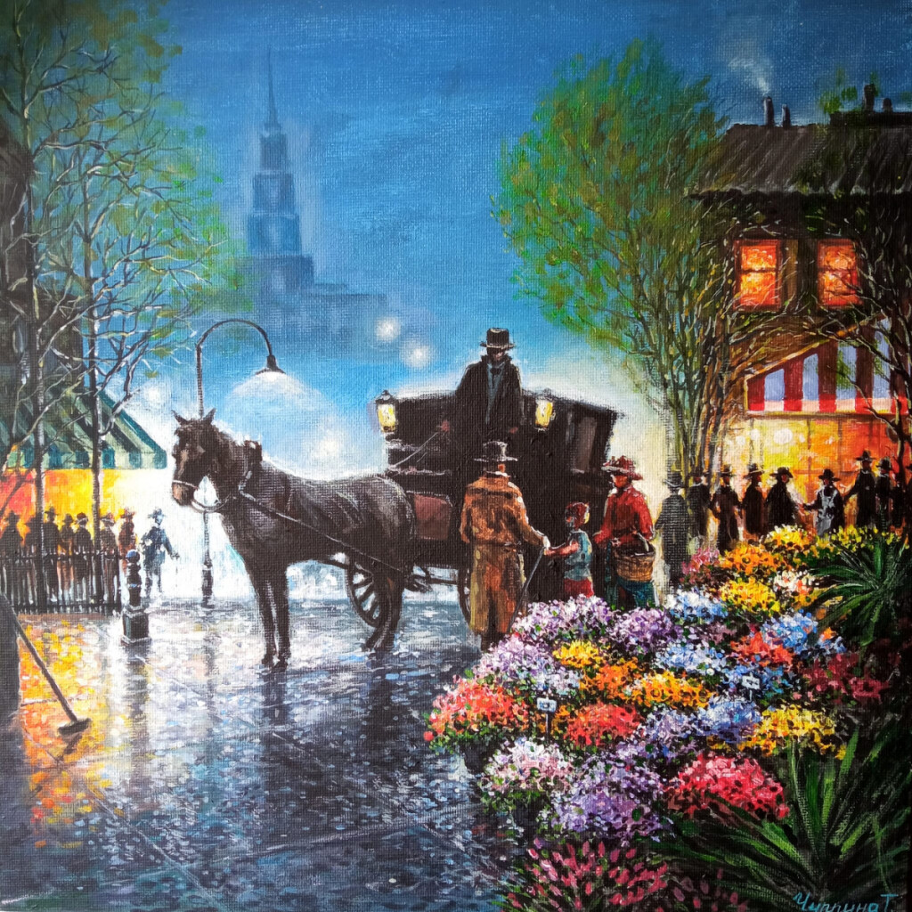 В огнях вечернего города